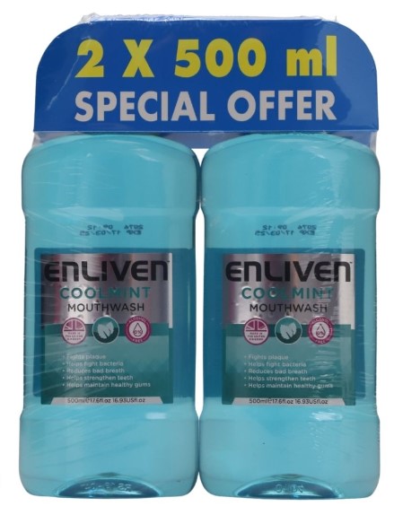 Enliven Total Care Mouth Wash, 2 Pieces, 500ml