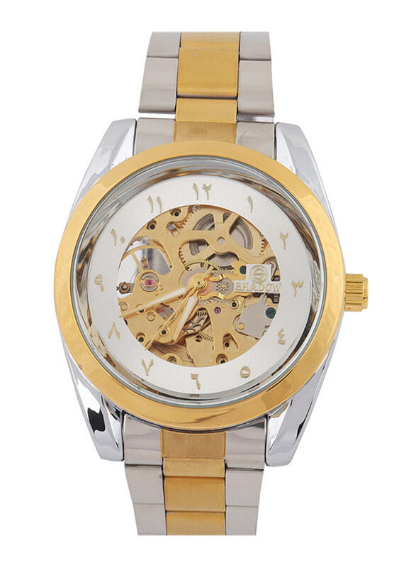 

Shadow Anlog Watch for Men with Metal Band, Silver/Gold-White/Gold
