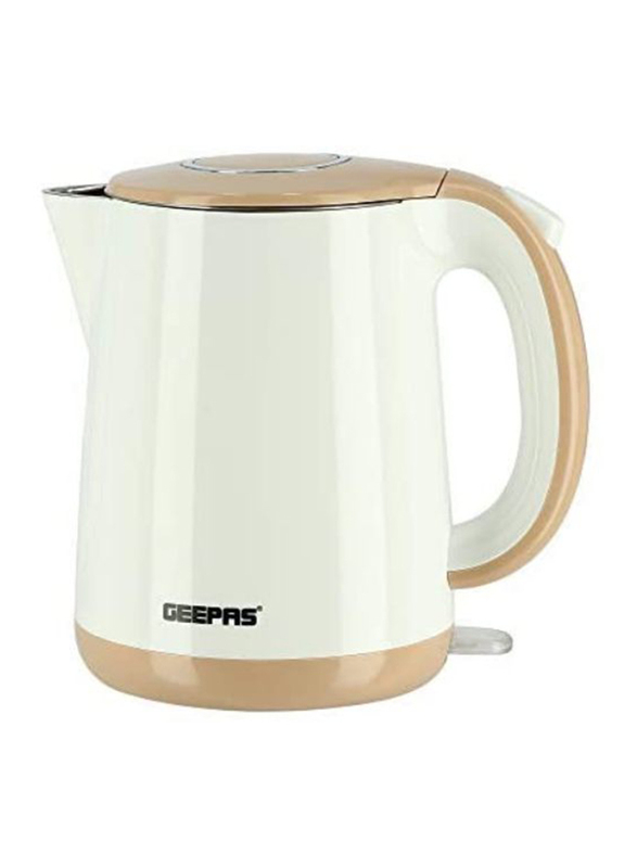 Geepas 1.7L 2 Layer Electric Kettle, Cordless Water Tea Kettle with Double Wall, Auto Shut-Off & Boil-Dry Protection, 1500W, White
