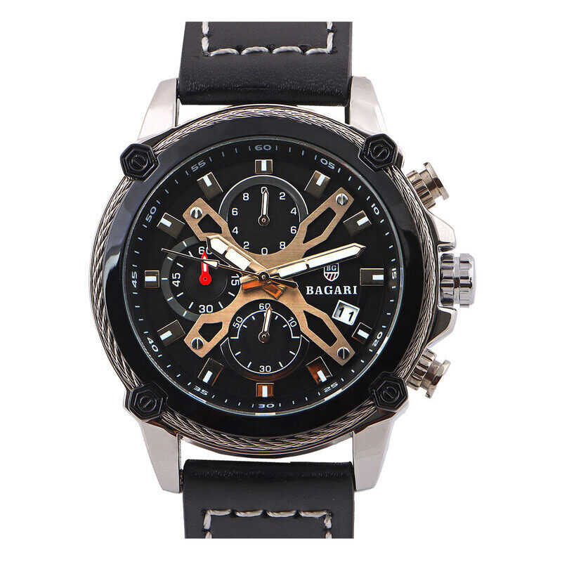

Generic Bagari W8055P BK, Gents Metal Strap Analog Watch