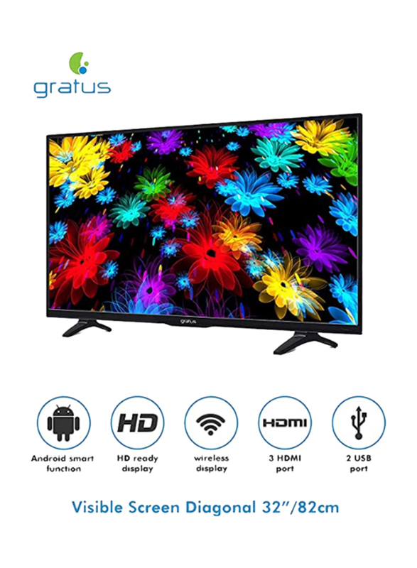 Gratus 32-Inch Full HD LED Smart TV, GASLED32ACFL, Black