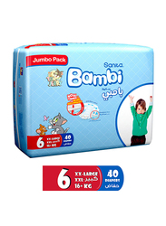 Sanita Bambi Baby Diapers, Size 6, Junior, 16+ kg, Jumbo Pack, 40 Count