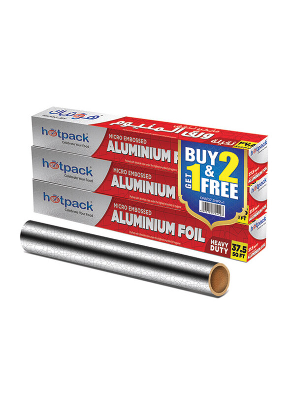 

Hotpack Embossed Aluminium Foil, 3 Pieces, 45 cm x 37.5 sq.ft.