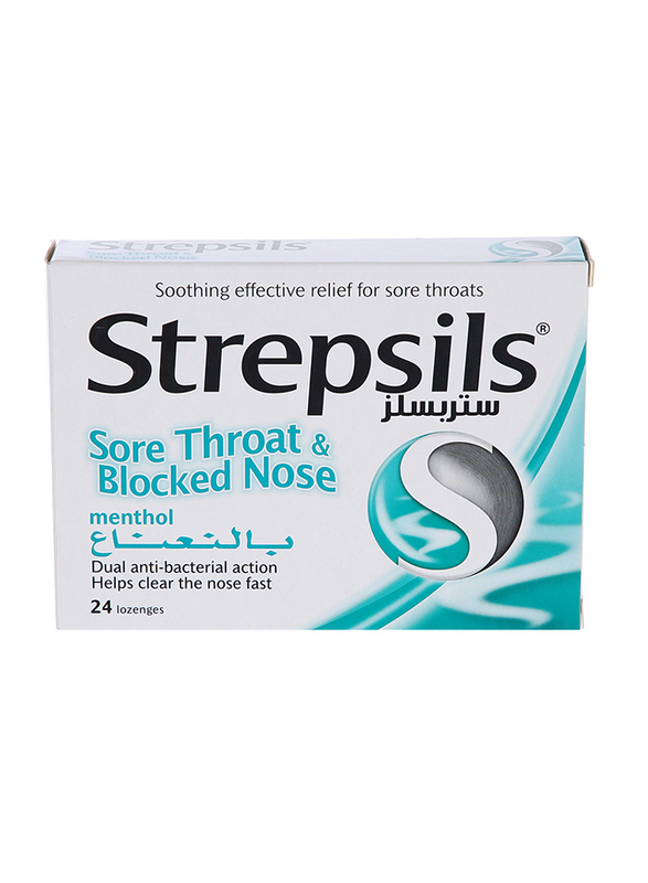 Strepsils Sore Throat & Blocked Nose Menthol Lozenges, 24 Lozenges