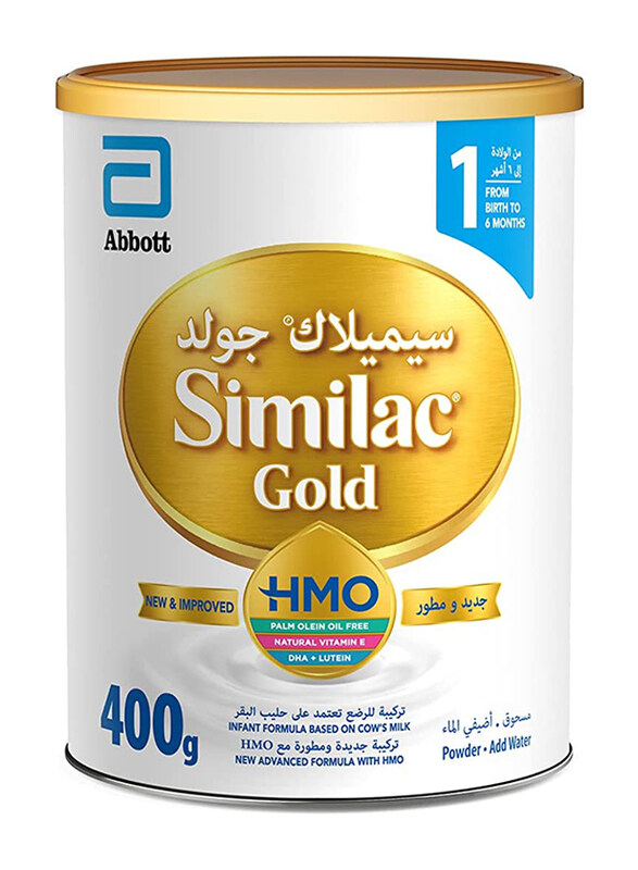 

Similac Gold Stage 1 Advanced Infant Formula Milk with HMO, 0-6 Months, 400g