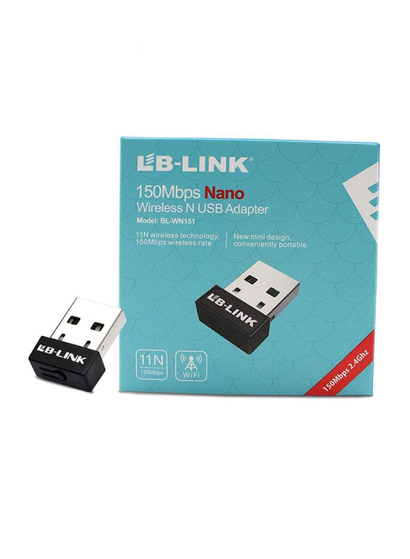 LB-Link BL-WN151 150Mbps Wi-Fi WPS Button Mini Wireless USB Adapter, Black