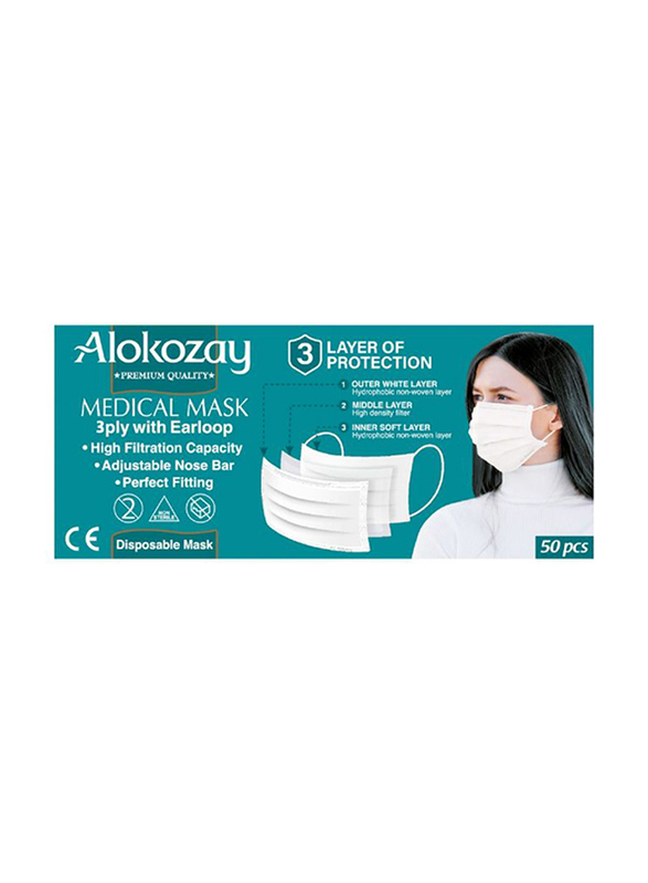 

Alokozay Face Mask White, 50 Pieces