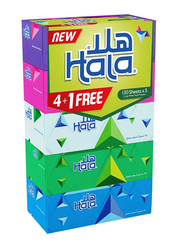 Hala Facial Tissues, Pack of 5 x 130 Sheets