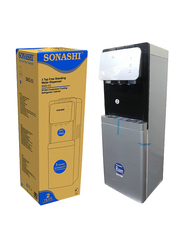 Sonashi 3 Tap Hot & Cold Free Standing Water Dispenser with Refrigerator Cabinet, SWD-53, Black/White