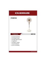 Olsenmark 18-inch Stand Fan, 7 Blades, OMF1788, Cream