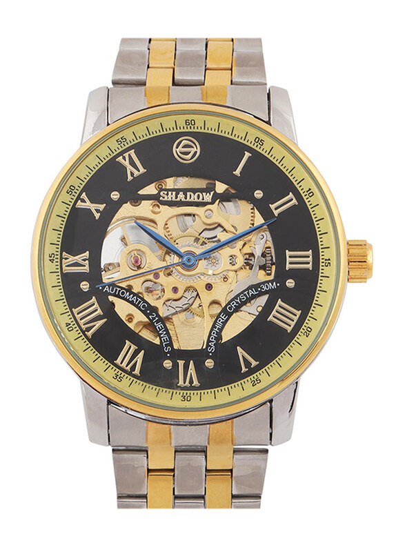 

Shadow Anlog Watch for Men with Metal Band, Silver/Gold-Black/Gold