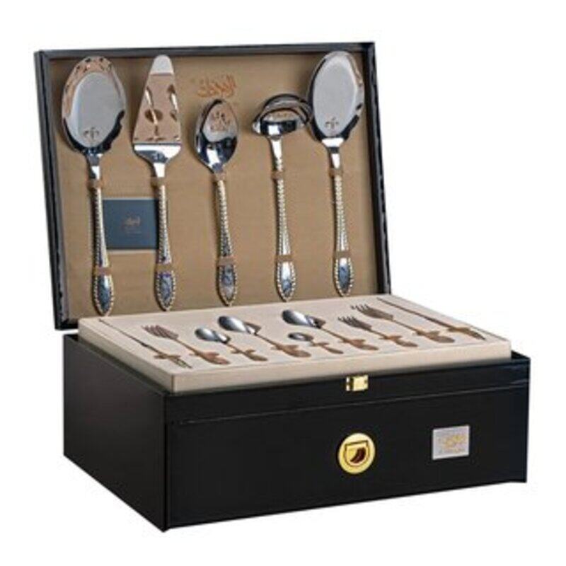 

Almarjan DA273GLE013 78 ,78 Pieces Stainless Steel Cutlery Set With Box Silver & Gold