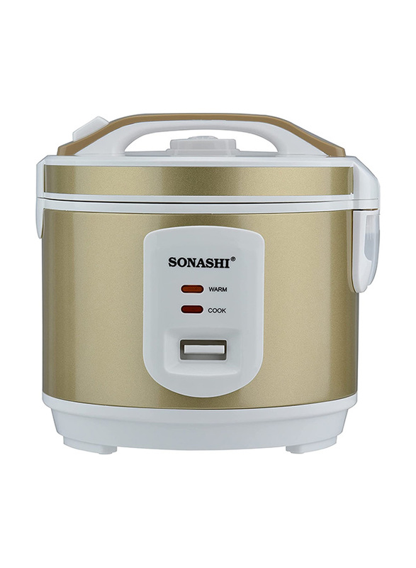 Sonashi 1.5L White Rice Cooker with Steamer Removable Cooking Pot & Auto Shut Off Function, SRC-515, Gold