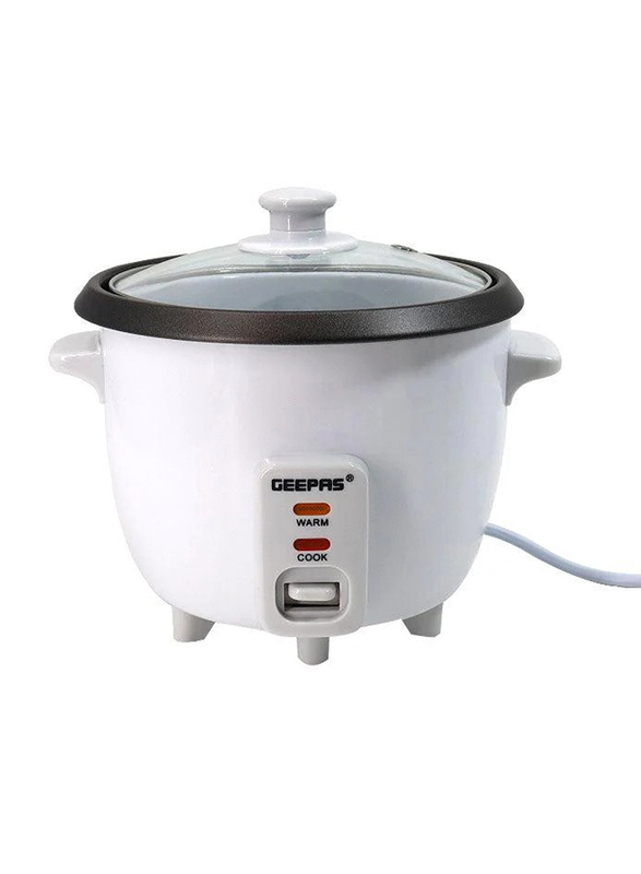 Geepas 0.6L Multi-Function Rice Cooker, 300W, GRC1828N, White