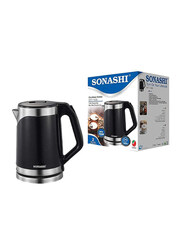 Sonashi 1.8L Stainless Steel Cordless Kettle, 1850W, SKT-1808, Black