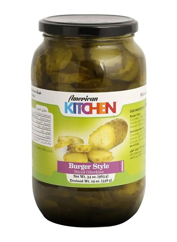 

American Kitchen Burger Style Sliced Gherkins, 963g