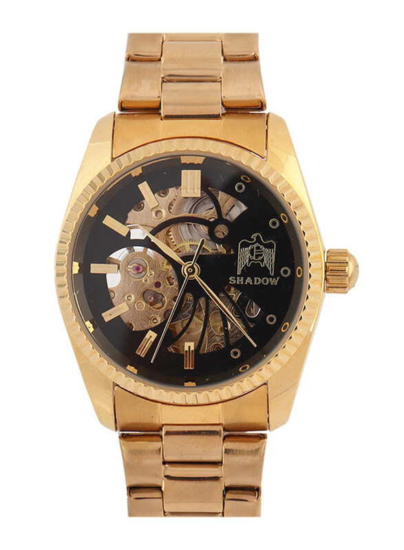 

Shadow Anlog Watch for Men with Metal Band, Gold-Black/Gold