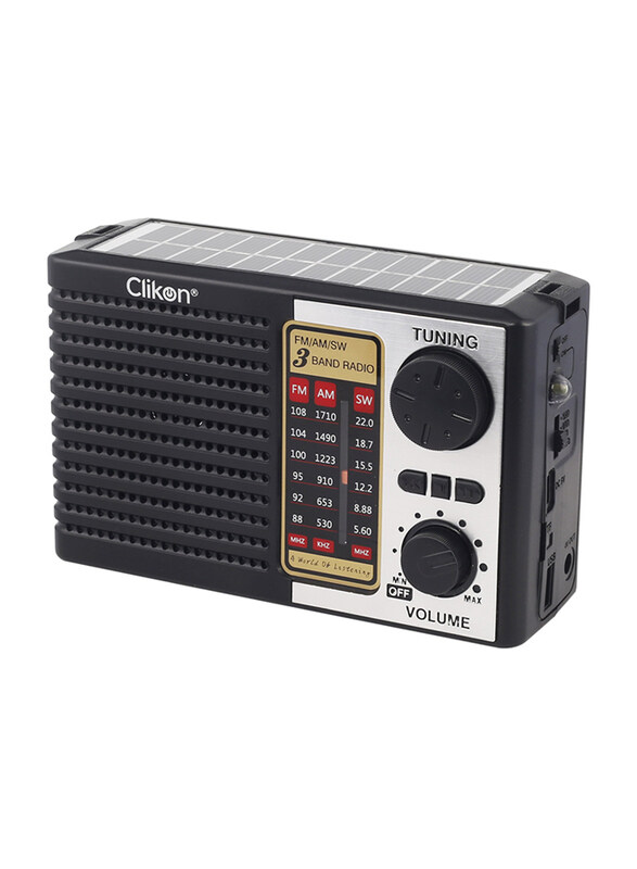 

Clikon CK839 Classic Portable Bluetooth FM/AM Radio Music Player, Black/Silver
