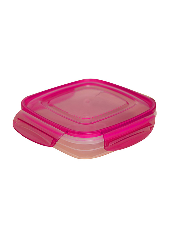 600ml Locked Square Fresh Container, Clear/Pink