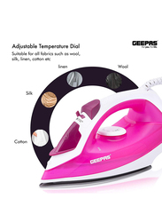 Geepas Electric Steam Iron, 1300W, GSI7808, White/Pink