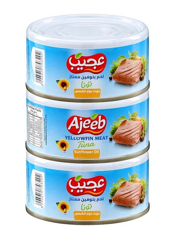 

Ajeeb Yellow fin Tuna Chunk in Sunflower Oil, 3 x 170g