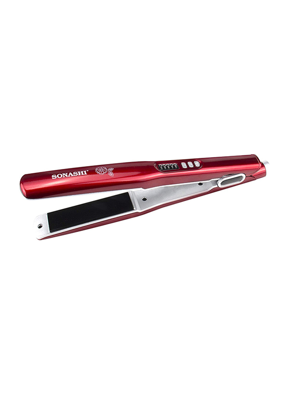 Sonashi Ceramic Hair Straightener with LED Indicator, SHS-2042, Red
