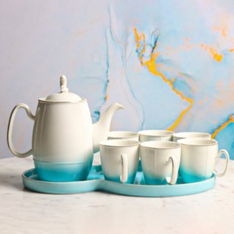 Tea Pot 1 Ltr With 6 Pcs Cup