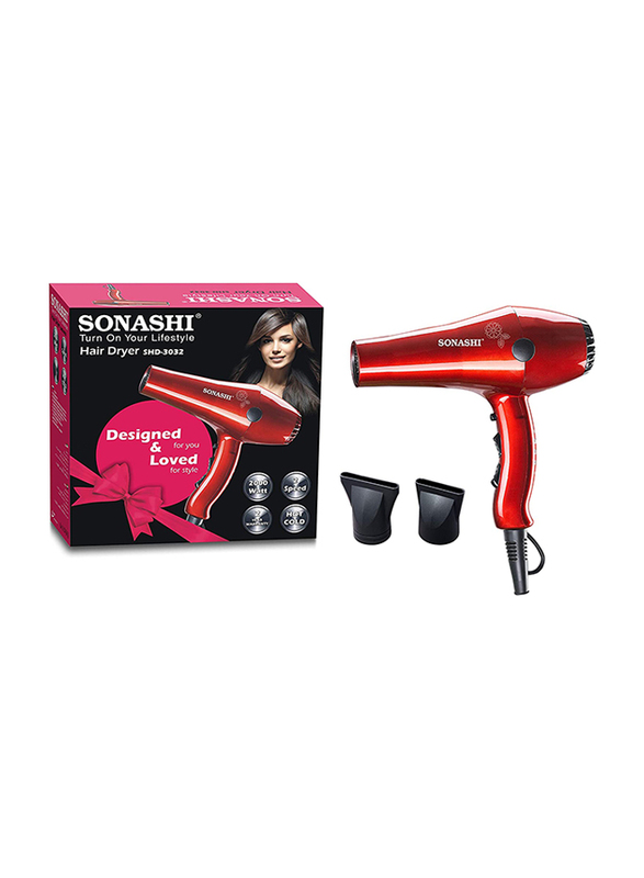 Sonashi Cold & Hot Wind Hair Dryer, SHD3032, Shine Red