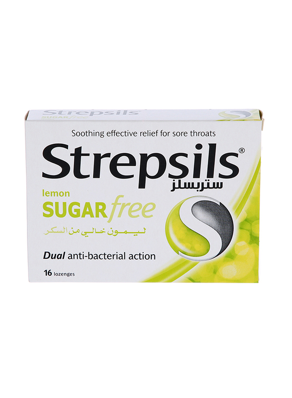 Strepsils Lemon Sugar Free Dual Anti-Bacterial Action, 16 Lozenges