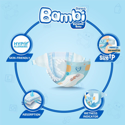 Sanita Bamabi Diapers, Size 4 plus, Value Pack, Large 10-18 kg, 33 Count