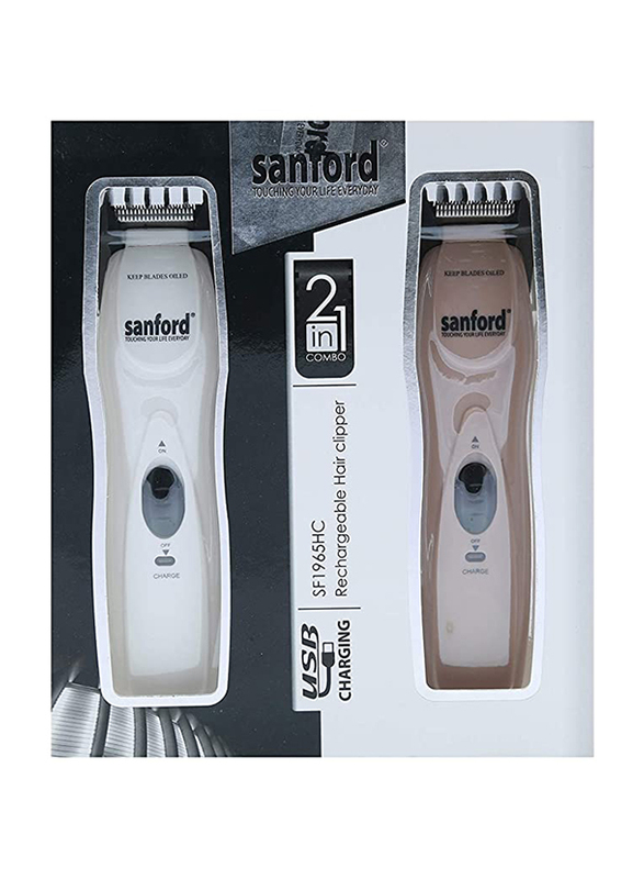 Sanford 2-in-1 Rechargeable Hair Clipper, SF1965HC, White/Rose Pink