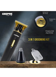 Geepas 3-in-1 Rechargeable Trimmer, GTR56045, Black/Gold