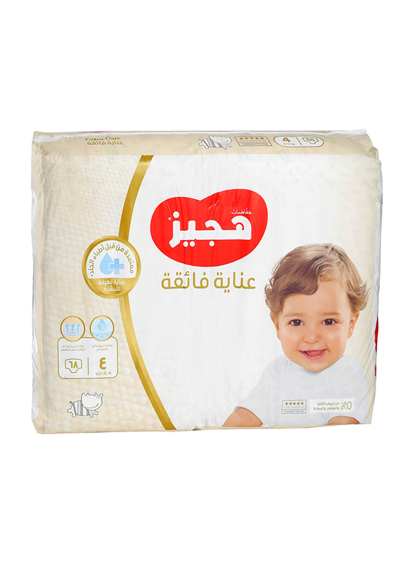 Huggies Extra Care Diapers, Size 4, 8-14 Kg, Jumbo Pack, 68 Count