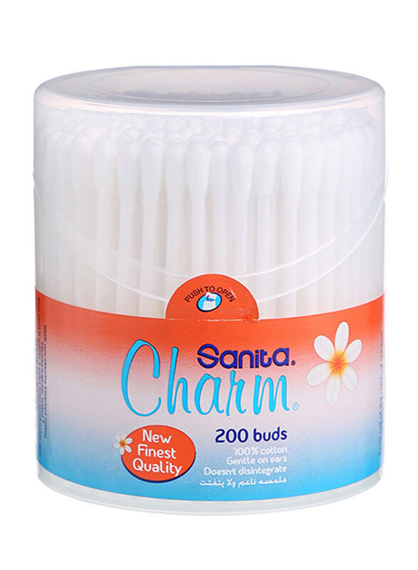 

Sanita Charm Cotton Buds Round Box, 200 Pieces