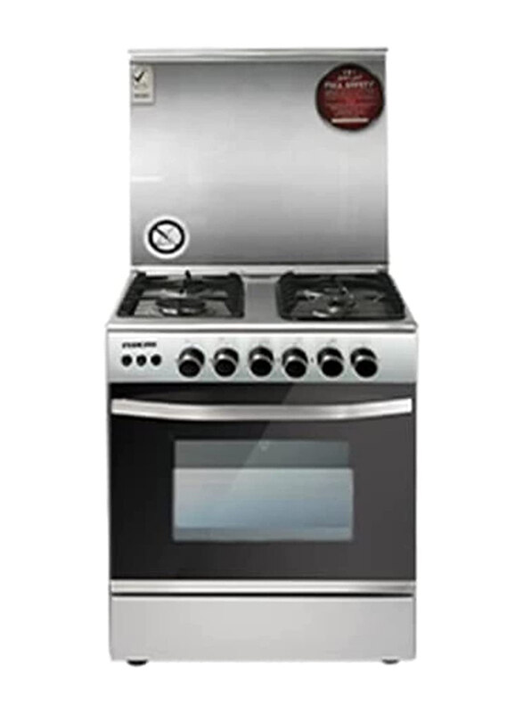 Nikai 60X60 4-Burners Free Full Safety Standing Oven, U6070EG, Silver/Black