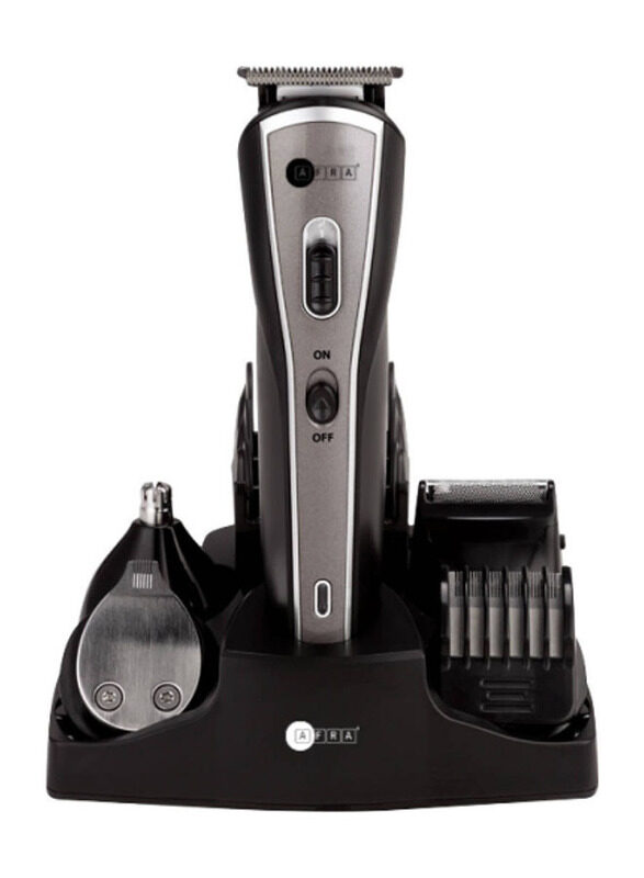 

Afra 5-in-1 Rechargeable Hair Trimmer Set, AF-1600HTSB, 1600mAh, Black/Silver