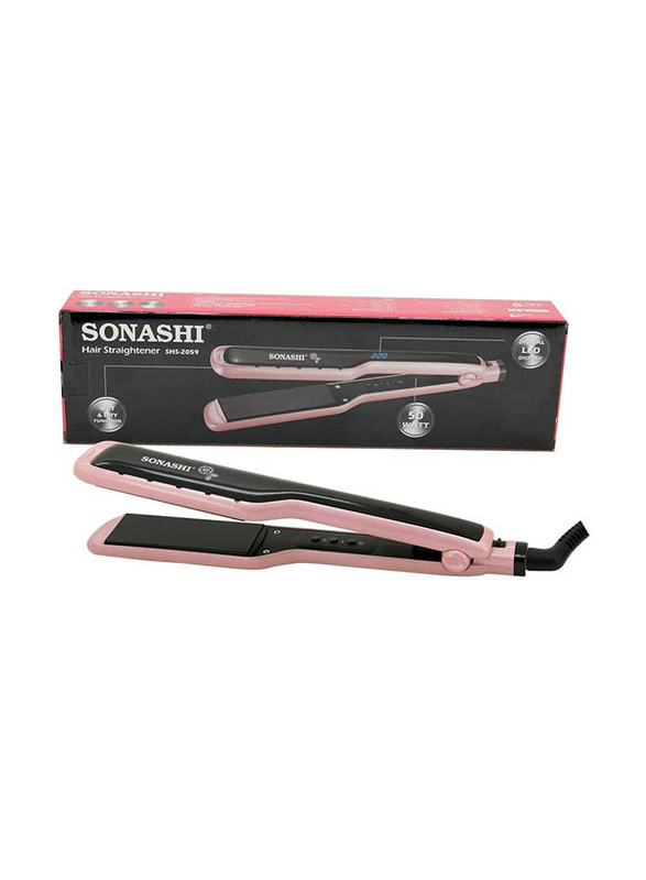 Sonashi Wet & Dry Ceramic Coated Plate Hair Straightener, SHS-2059, Black/Rose Gold