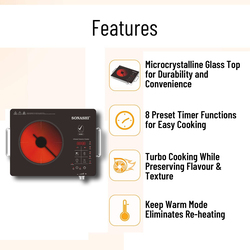 Sonashi 11 Cooking Functions Infrared Ceramic Cooker, 2000W, SIS-007C, Black