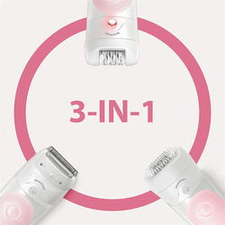 Braun Silk-Epil 5 Wet & Dry Cordless Epilator with 4 Extras Attachments, White/Purple