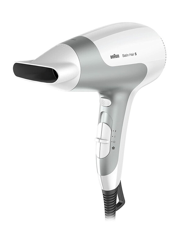 

Braun Satin Hair 5 Power Perfection Hair Dryer, 2500 Watts, HD800, White/Grey