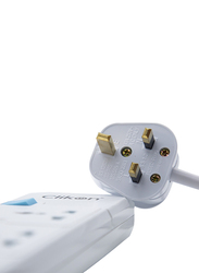 Clikon 2 Way Multi Extension Socket, 3 Meter Cable, White