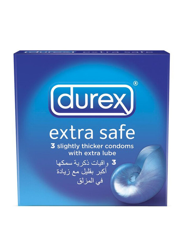 

Durex Extra Safe Slightly Thicker Condoms with Extra Blue, 3 Pieces