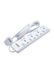 Clikon 4 Way Multi Extension Cord Sockets, 3-Meter Cable, White
