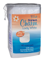 Sanita Charm Lady White 100% Cotton Pads, 40 pads, White