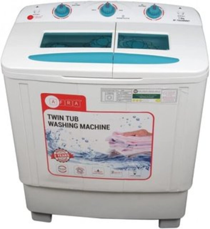 AFRA  AF-7552 WMWT,  Washing Machine,Top Load,  7.5 Kg, Twin Tub, Semi Automatic