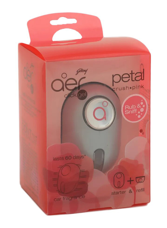 Godrej Aer 10g Petal Crush Click Gel Car Vent Air Freshener Kit, Pink