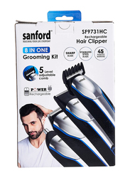 Sanford 6 In 1 Grooming Kit Hair Clipper, SF9731HC, Blue/Black