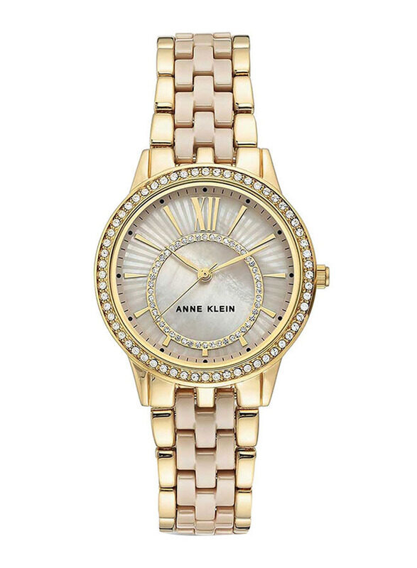 

Anne Klein Analog Watch for Women with Ceramic Band, Water Resistant, AK3672TNGB, Gold/White