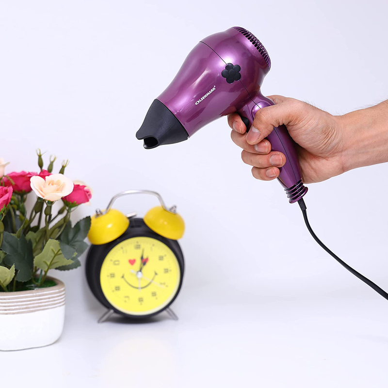 Olsenmark Foldable Handle Hair Dryer with Cool Shot Function & Heat Control, OMH4077, 1200W, Purple