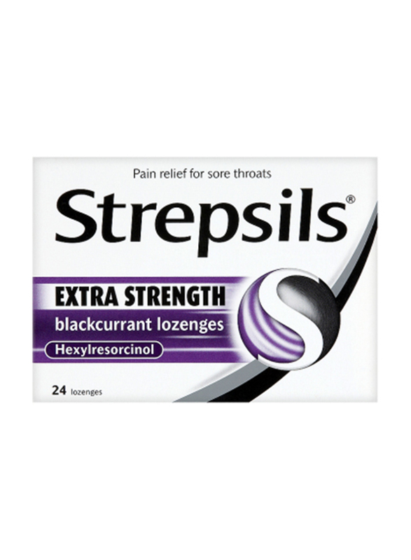 Strepsils Extra Strength Blackcurrant Lozenges, 24 Lozenges